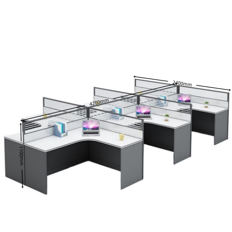 攸形电脑桌六人420*240*110cm张高清大图