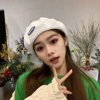 2021夏季白色贝雷帽女百搭简约薄款透气画家帽户外逛街出游帽子女 白色 M(56-58cm)