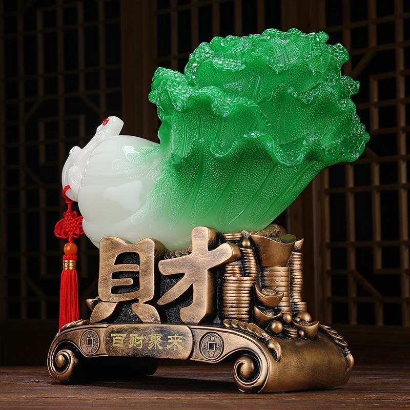 美帮汇玉白菜摆件白菜工艺品摆设 家居客厅酒柜装饰品 乔迁商务礼品
