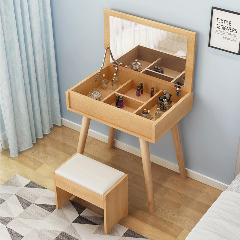 翻盖梳妆台卧室小户型北欧实木腿迷你简约现代简易经济型化妆桌子
