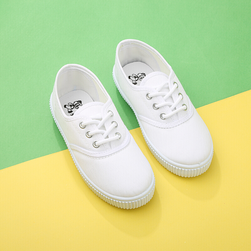 迪鲁奥diluao儿童小白鞋小学生校园白色球鞋幼儿园表演鞋女童魔术贴