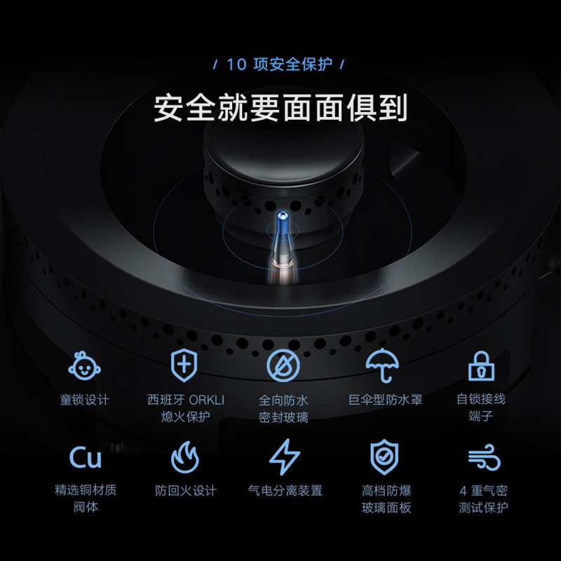 小米(mi)米家燃气灶JZY-MJ01 钢化防爆玻璃面板 大火力一级能效双灶嵌入式 台嵌两用 燃气灶具(液化气)烟灶互联