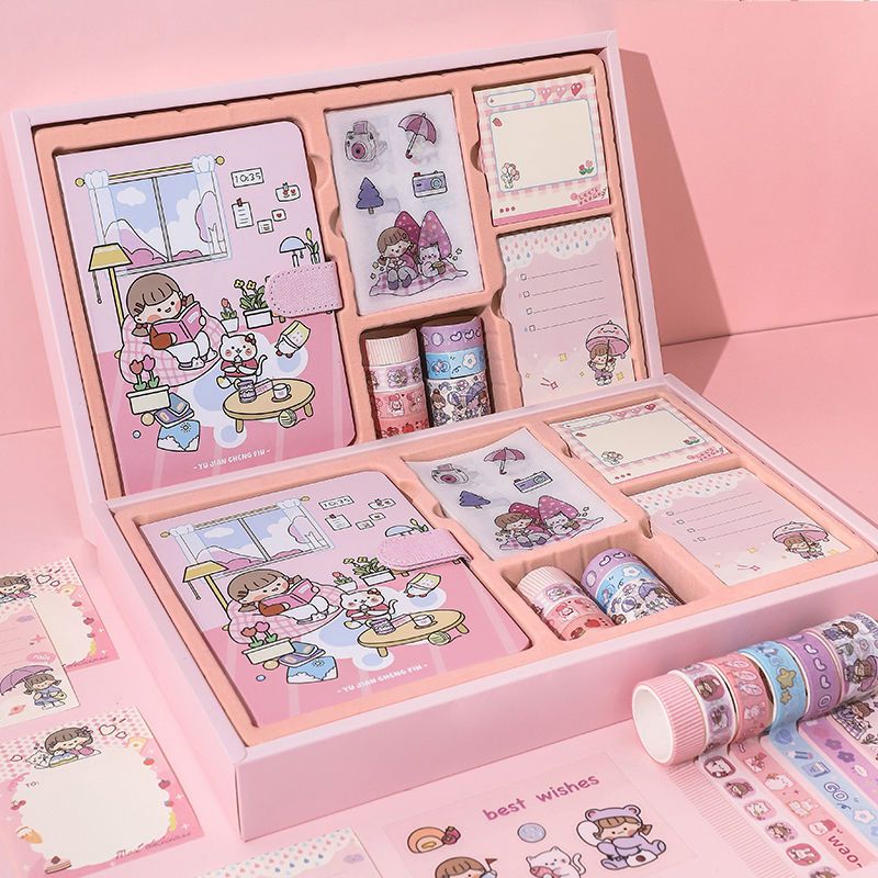 可爱卡通仙女手账本套装全套网红手帐本少女心中小学生笔记本本子