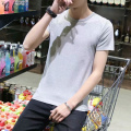 夏季新款短袖男士韩版修身型很想休息个性印花青少年上衣 S 【纯色短袖】-灰色
