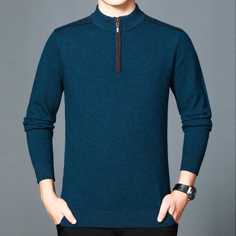 免费试穿 高端山羊绒冬季100%纯羊绒衫男士牧绒多斯产厚款半高领毛衣中年宽松羊毛衫EERDS高端羊绒图片