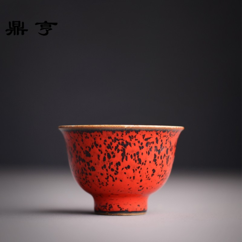 鼎亨景德镇纯手工魅红日式品茗杯主人杯茶杯花神杯功夫茶具素美茶