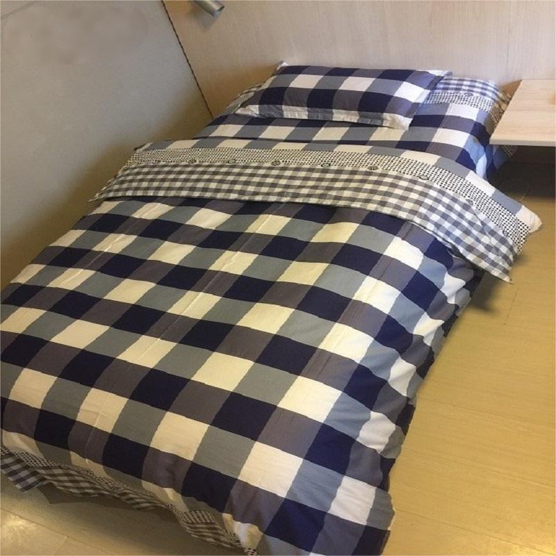 煊煜 全棉被套(蓝白格)160*230cm 条高清大图