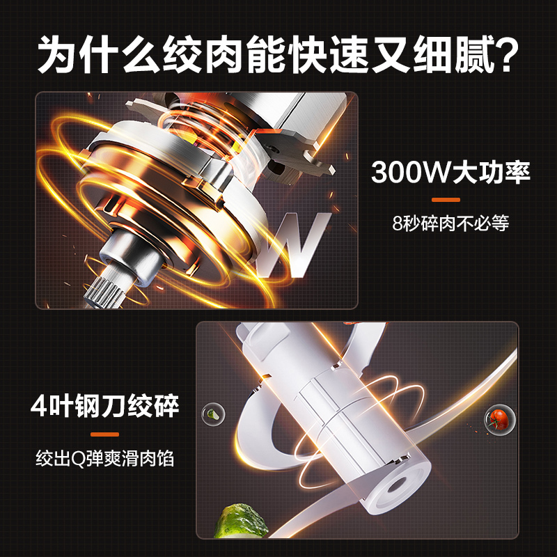 苏泊尔(SUPOR)绞肉机 绞馅机 不锈钢家用多功能搅肉机2.2L电动切菜打肉碎肉机搅拌机JR56-U