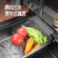 飞雨瀑布水槽厨房洗菜盆大单槽不锈钢家用台下盆洗碗槽洗碗池
