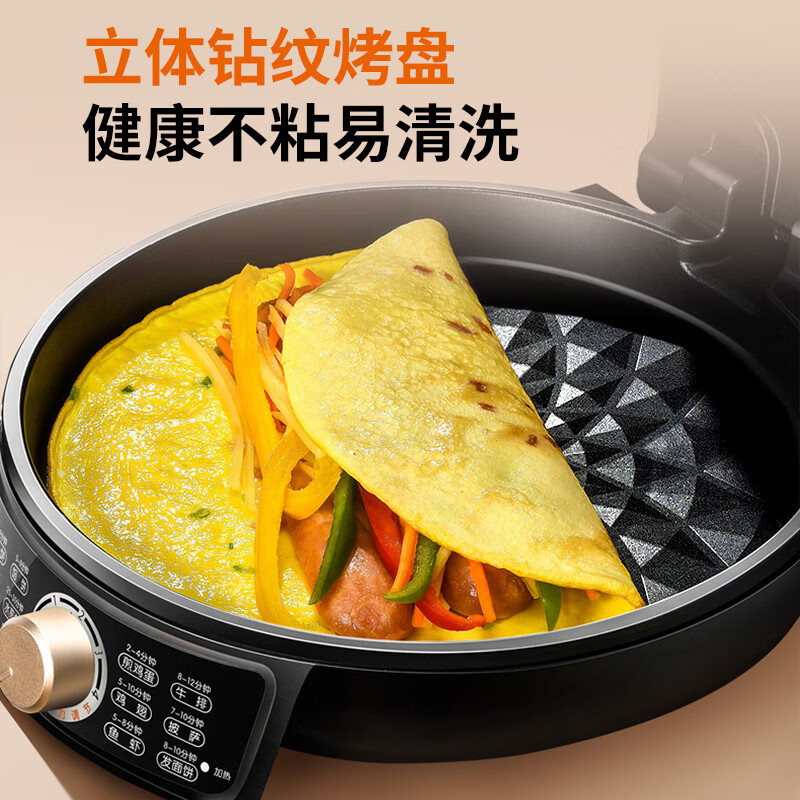九阳煎烤机JK-30K09X 电饼铛早餐机多功能家用煎烤机双面悬浮烙饼机加深烤盘三明治机电煎锅[金黑色]高清大图