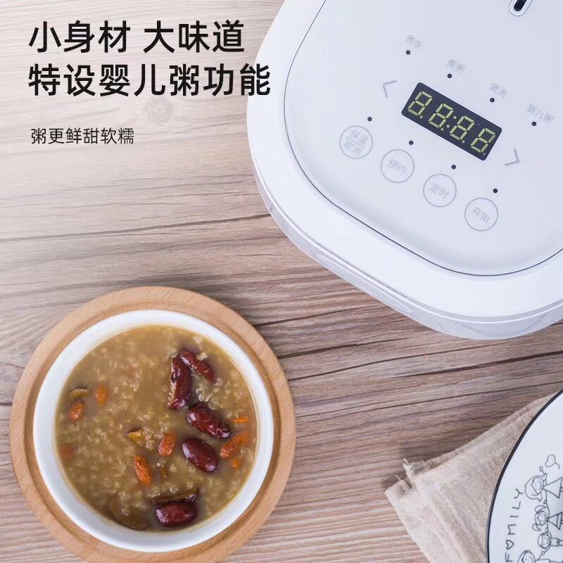 韩国大宇(DAEWOO)小型电饭煲 1.2L迷你多功能家用单人电饭煲便携宿舍1-2人煮饭锅电饭锅 白色
