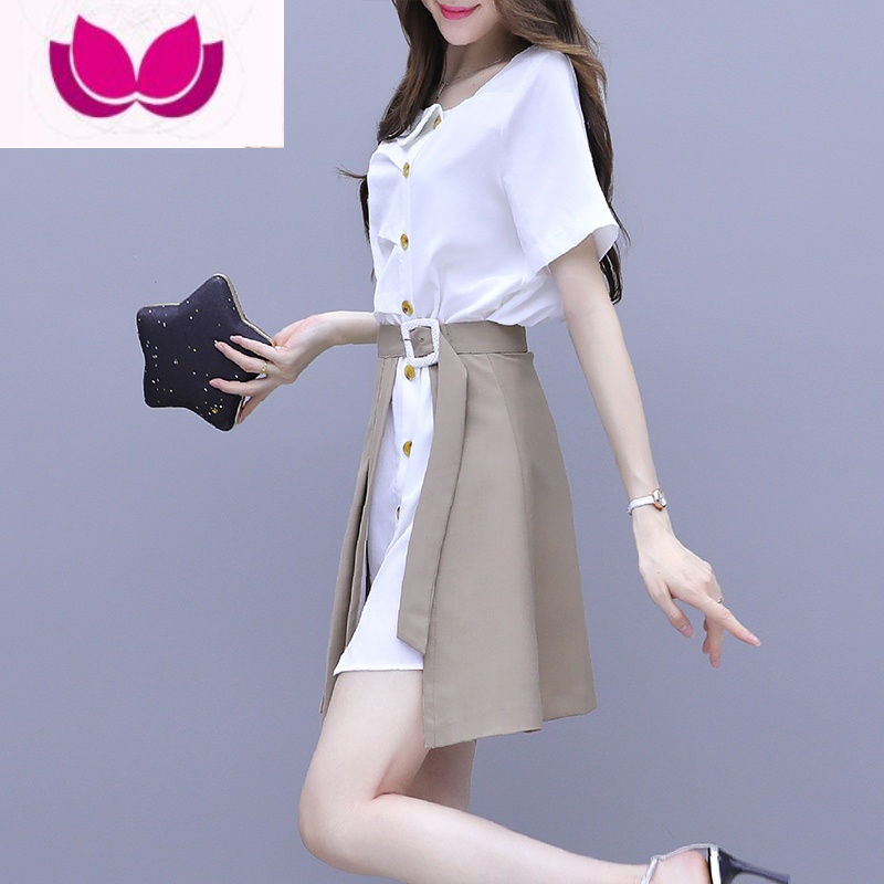 七斓高级感气质连衣裙子女夏季女装2023年新款质感小个子短裙套装高清大图