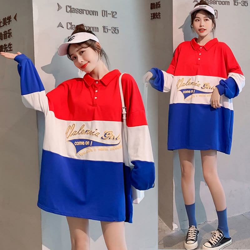 迪鲁奥（DILUAO)超大码孕妇polo衬衫卫衣裙秋装新款时尚韩宽松加肥加大200斤潮妈图片