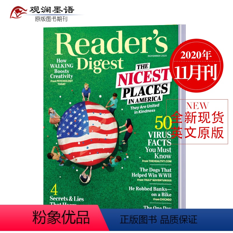 [正版]Reader's Digest 美国版读者文摘杂志 2020年11月刊 大学生四六级阅读理解英语杂志 英文读物