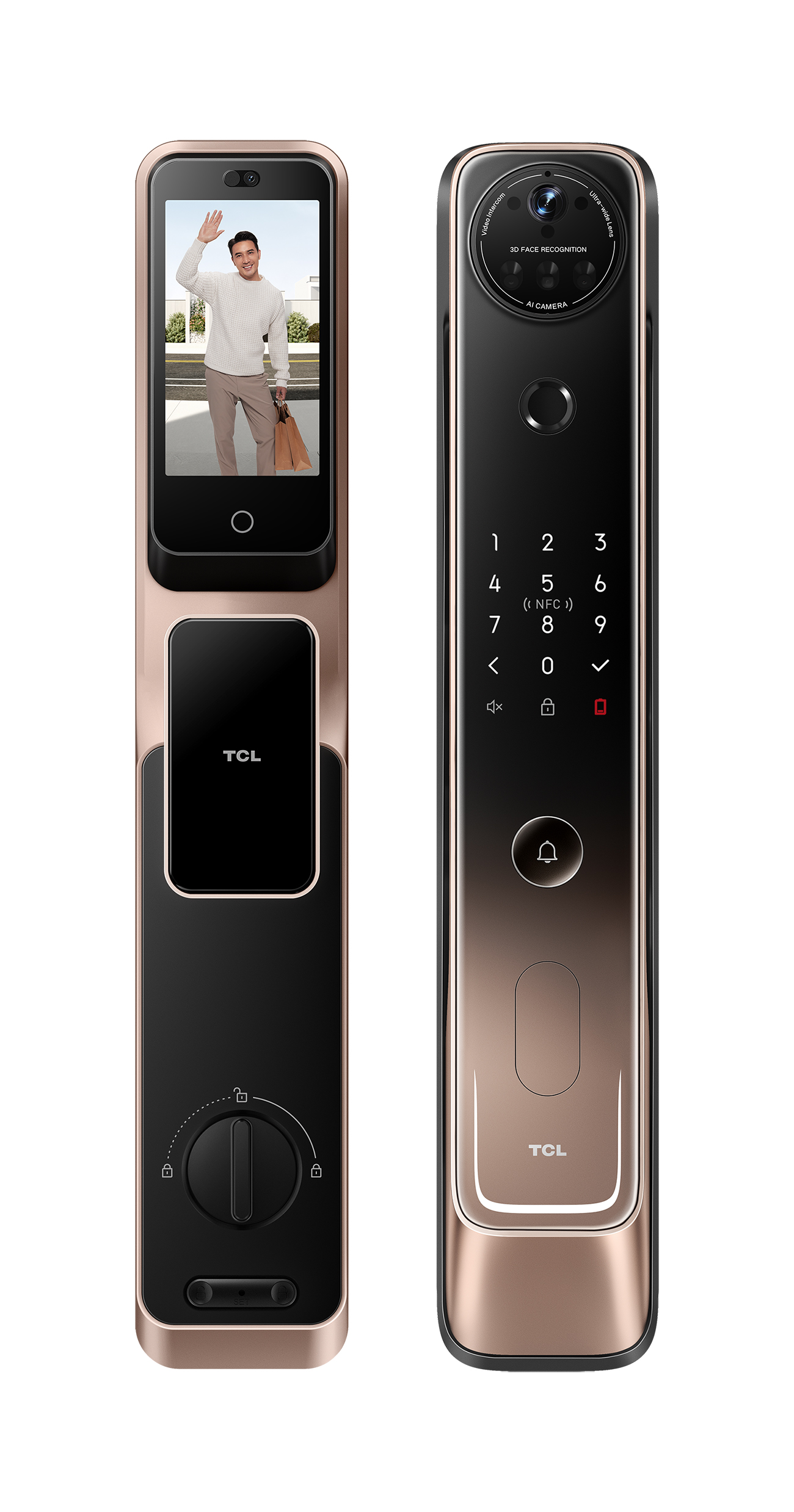TCL 智能锁 指纹锁C10R Pro家用防盗门密码锁一握开智能门锁电子门锁3D人脸分布式猫眼锁十大开锁方式