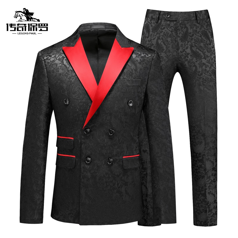 传奇保罗(CHUANQIBAOLUO)休闲西装男套装高品质婚礼西服新郎伴郎两件套男士青年商务正装