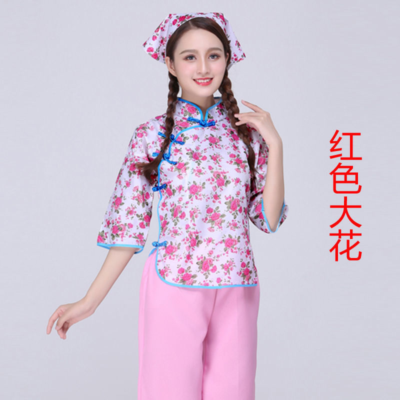 阿庆嫂演出服装民国学生装五四青年女装棉碎花采茶女民族舞台女装