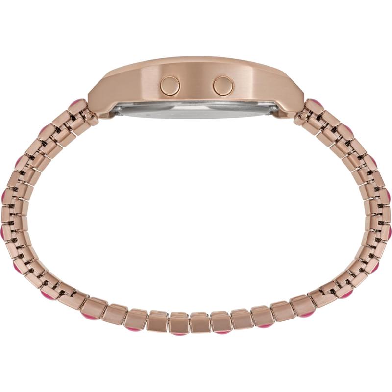 TIMEX 女士 T80 36 毫米石英手表 - 玫瑰金色扩展表带粉色表盘高清大图