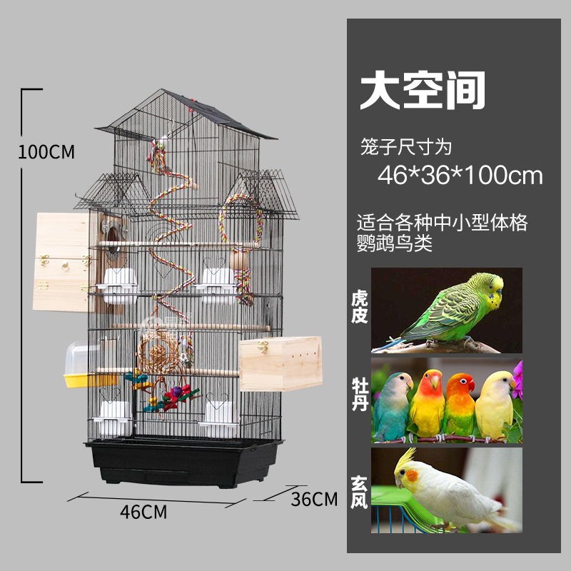 虎皮玄凤鹦鹉鸟笼子大号宠物笼子牡丹繁殖文鸟相思群养高清大图