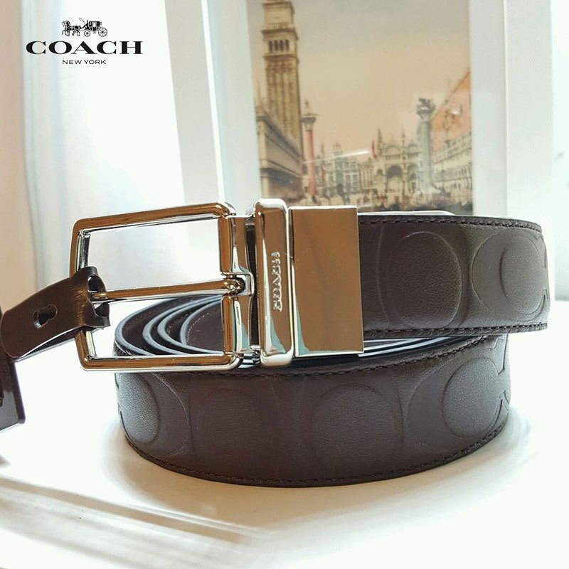 COACH 蔻驰 男士大C招牌LOGO牛皮皮带腰带高清大图