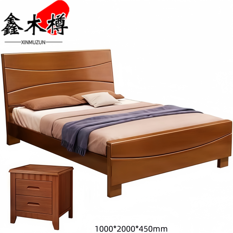 鑫木樽床+床头柜1m套