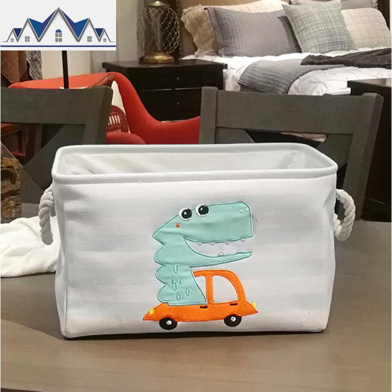 北欧儿童卡通玩具收纳篮桌面零食收纳盒衣物整理筐玩具收纳储物篮 三维工匠 橙色车方筐40*28*24cm