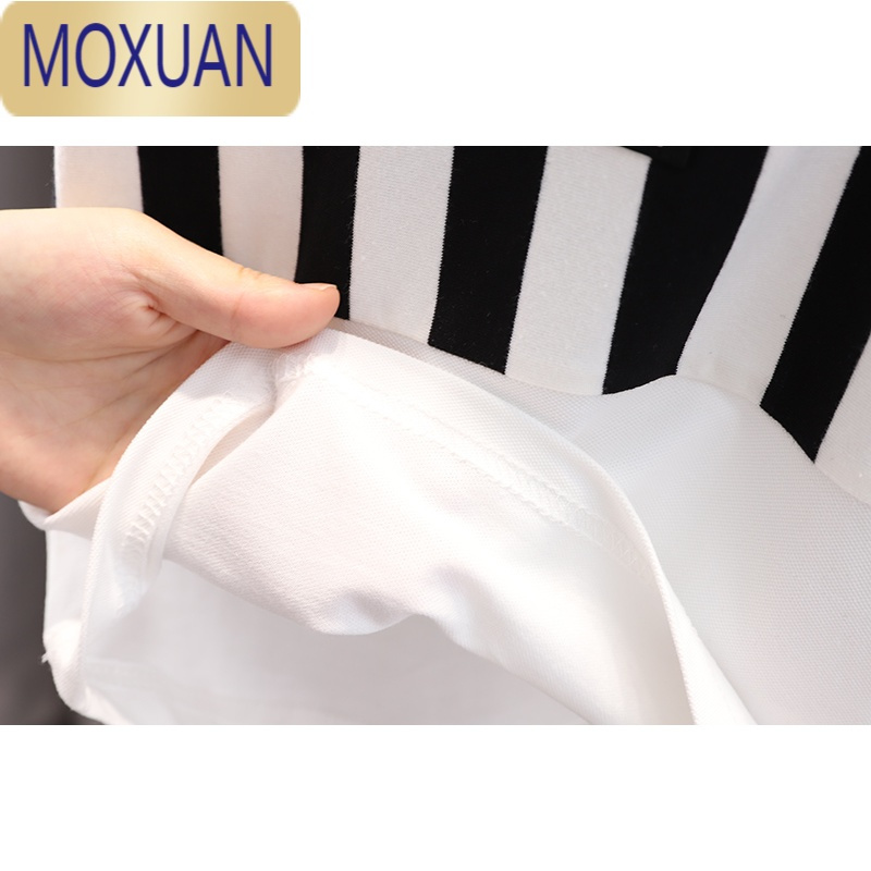 MOXUAN童装儿童条纹POLO衫小童洋气短袖T恤男童宽松翻领上衣1-5岁