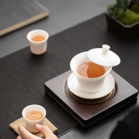 苏氏陶瓷(SUSHI CERAMICS)悬停马蹄三才盖碗羊脂玉描金德化白瓷功夫茶具泡茶碗茶备