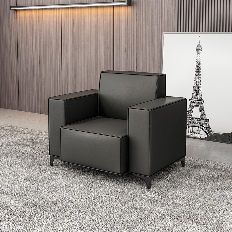 域赢办公沙发组合沙发办公室现代简约会客接待沙发皮沙发3+1+1+长几高清大图