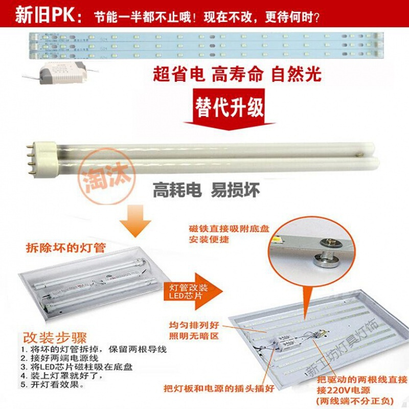 苏宁放心购 led灯条 LED吸顶灯改造灯板改装贴片长条吸顶灯光源配件灯具