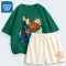 真维斯 纯棉短袖t恤女宽松运动套装夏季新款华夫格减龄短裤两件套