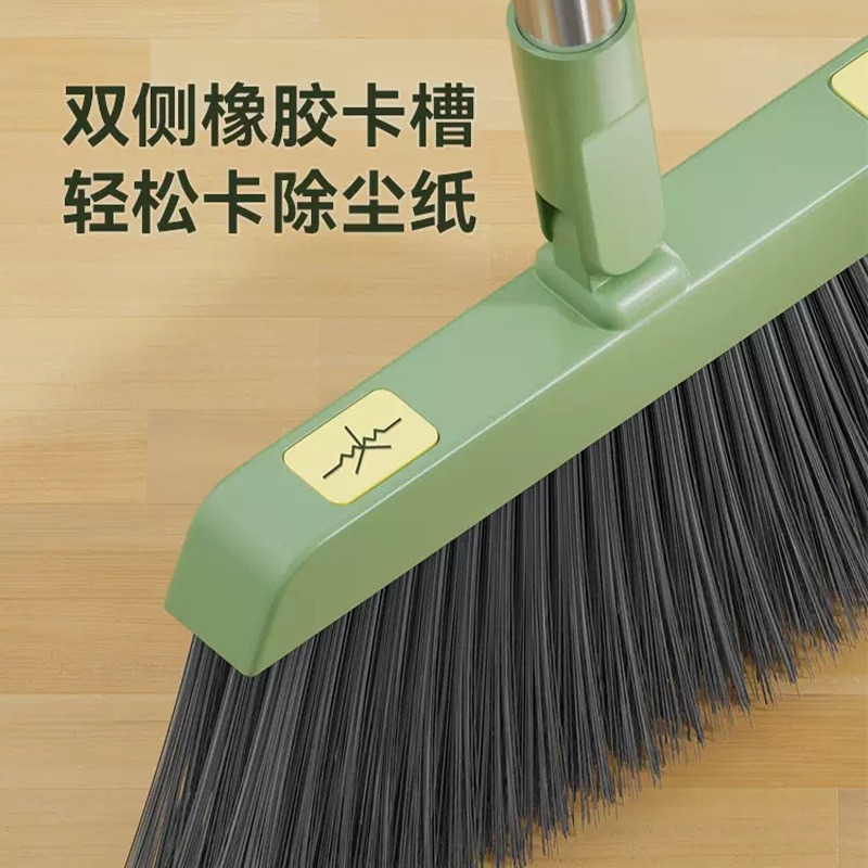 丽佳邦可折叠塑料扫帚簸箕套装组合卫生间刮水器家用清洁三件套扫把 活力橙-扫把三件套[扫把+簸箕+刮水器]高清大图