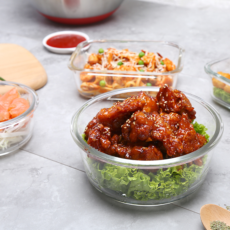 乐扣乐扣(LOCK&LOCK) 保鲜盒 微波炉饭盒玻璃便当盒 4件套(950ml+630ml+380ml+300ml)高清大图
