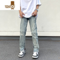 YANXU非潮勿近高街美式潮牌复古水洗破洞牛仔裤男宽松直筒vibeXY直高
