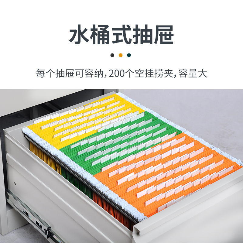 尔迈 铁皮柜挂劳柜带锁卡箱FC办公柜挂捞柜A4立式抽屉挂快劳文件柜子 三抽卡箱