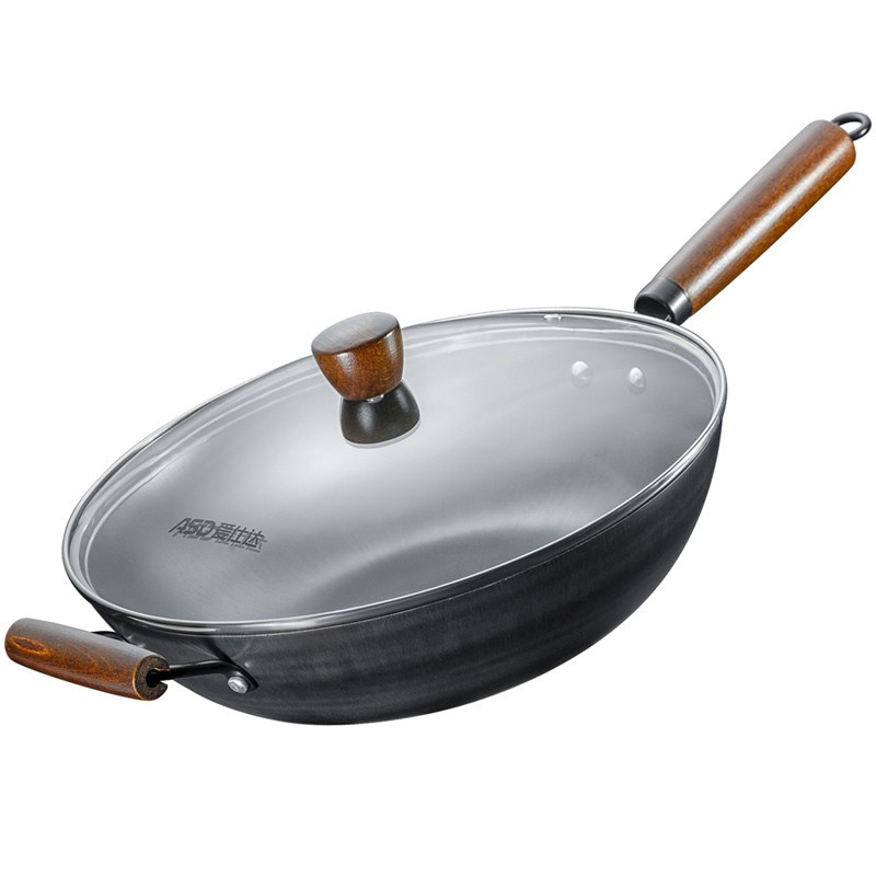 爱仕达asd炒锅无涂层铸铁平底炒锅锈不了炒菜锅cf32b7wg视频