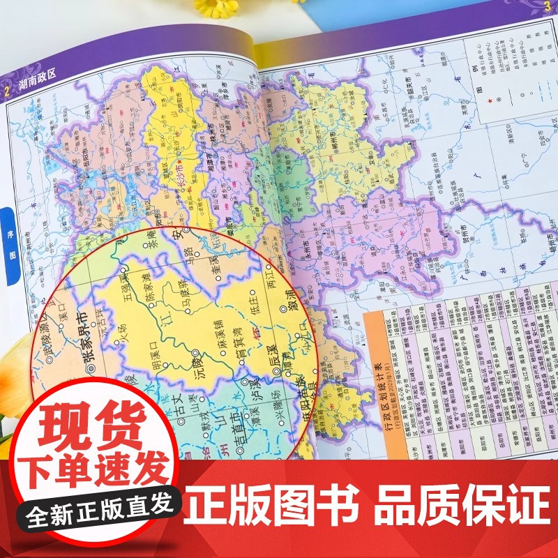 中国地图出版社]湖南地图册行政区划乡镇村庄全国中国分省系列地图册高清彩印自驾自助游标注中国交通地图册旅游地图册2024高清大图