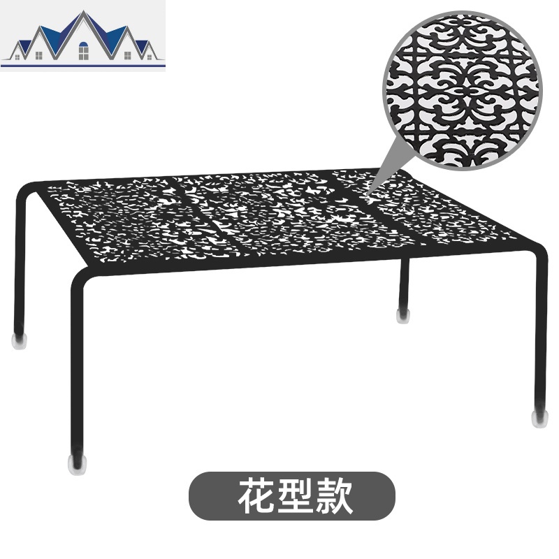 厨房落地用品家用大全橱柜分层收纳架子沥水碗架锅架调料架_2_641 黑色花纹款（买一送一）