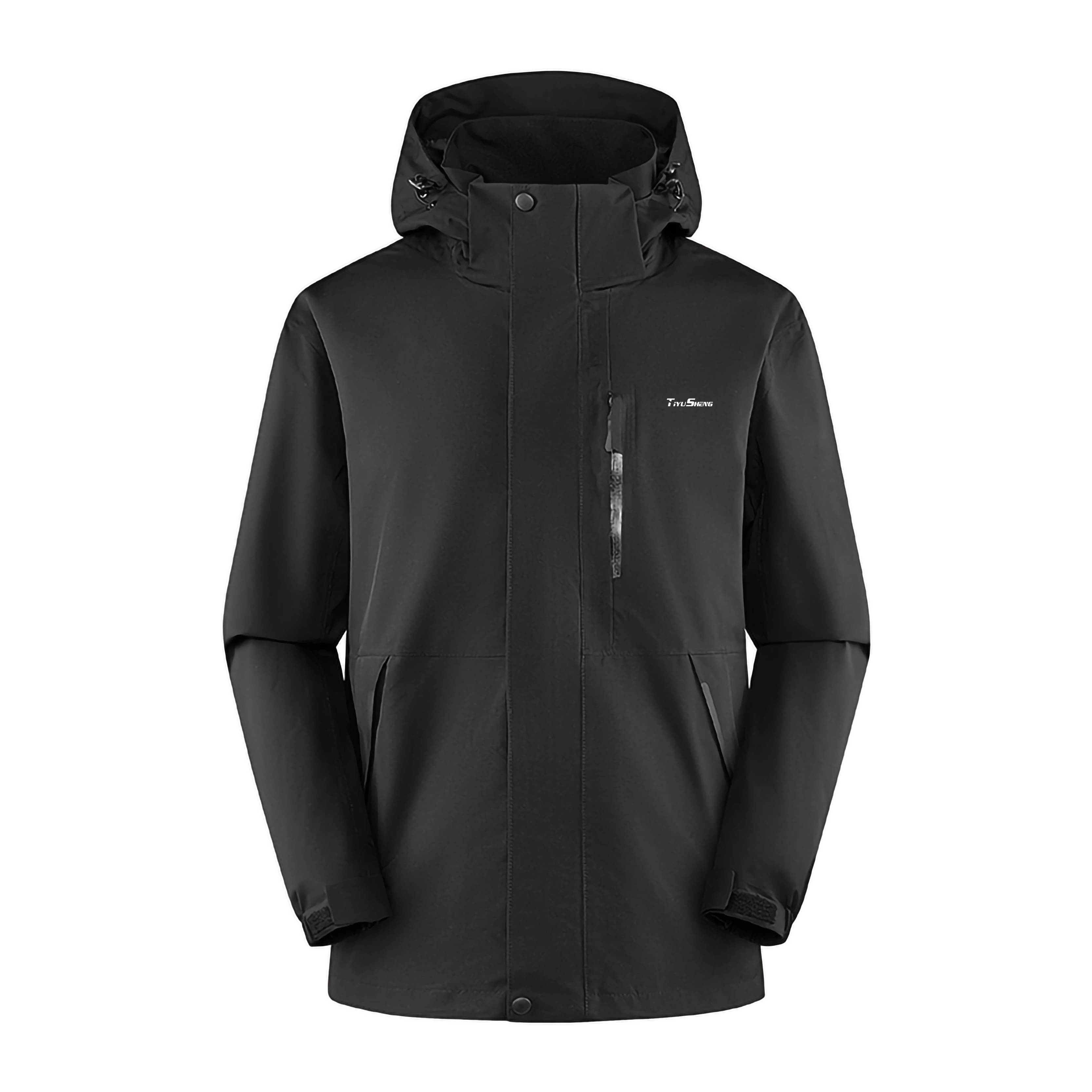 体育生多功能男女同款冲锋衣/防寒三合一抓绒两件套 黑色-女 XL