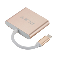 JH晶华Type-C3.1转HDMI+USB+PD转换器苹果Mac小米电脑投影转接头/分线器/切换器金色
