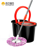 晟旎尚品 家家壹选双驱动自动拖把桶旋转家用拖布拖把墩布免手洗干湿两用[不锈钢篮+不锈钢托盘+加强不锈钢杆+2拖把头!]