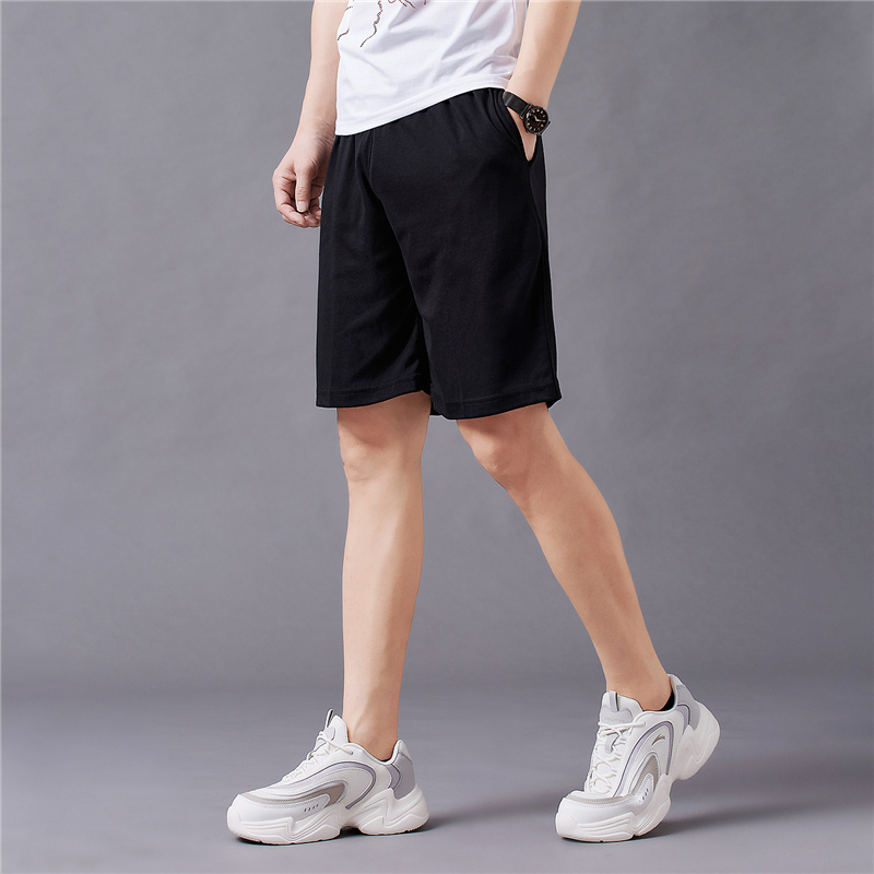 夏季纯棉运动裤男短裤薄款宽松直筒吸汗透气五分裤子打篮球平纹布