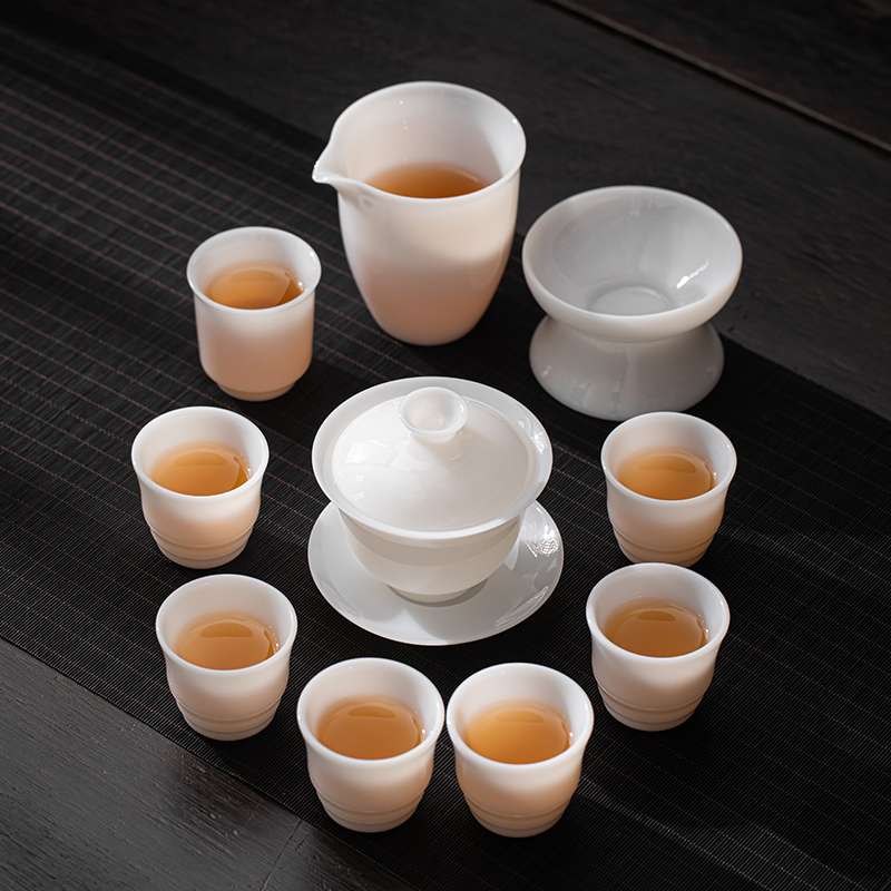 苏氏陶瓷(SUSHI CERAMICS)功夫茶具冰种玉白瓷薄胎羊脂玉厚润如玉高冰款套组