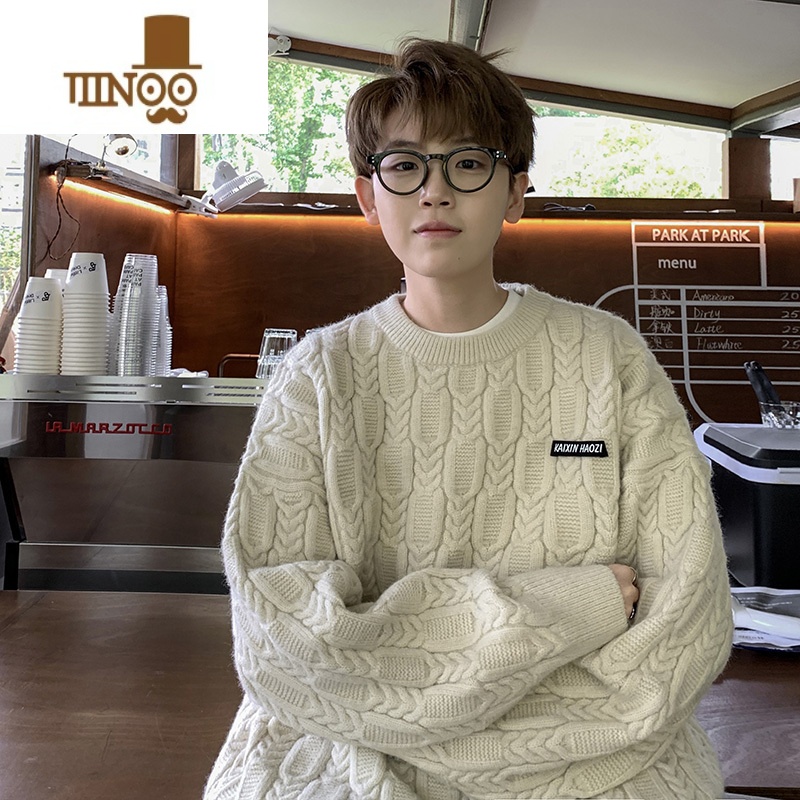 YANXU费尔岛毛衣男美式复古外套加厚桐乡毛衫慵懒风日系针织衫高清大图