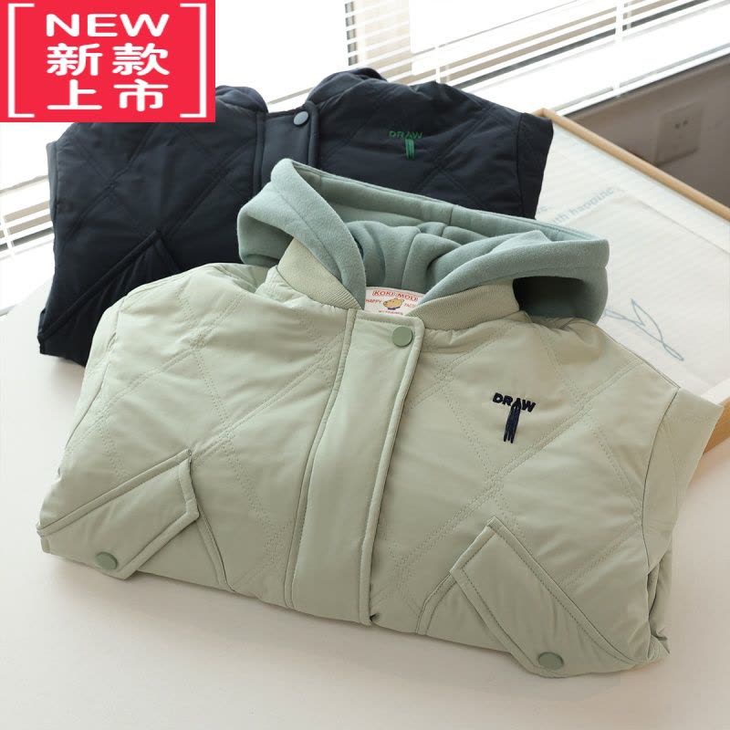 可莉允内心火热热~仿内胆 菱形气质大方连帽棉服外套男女童夏桑小铺图片