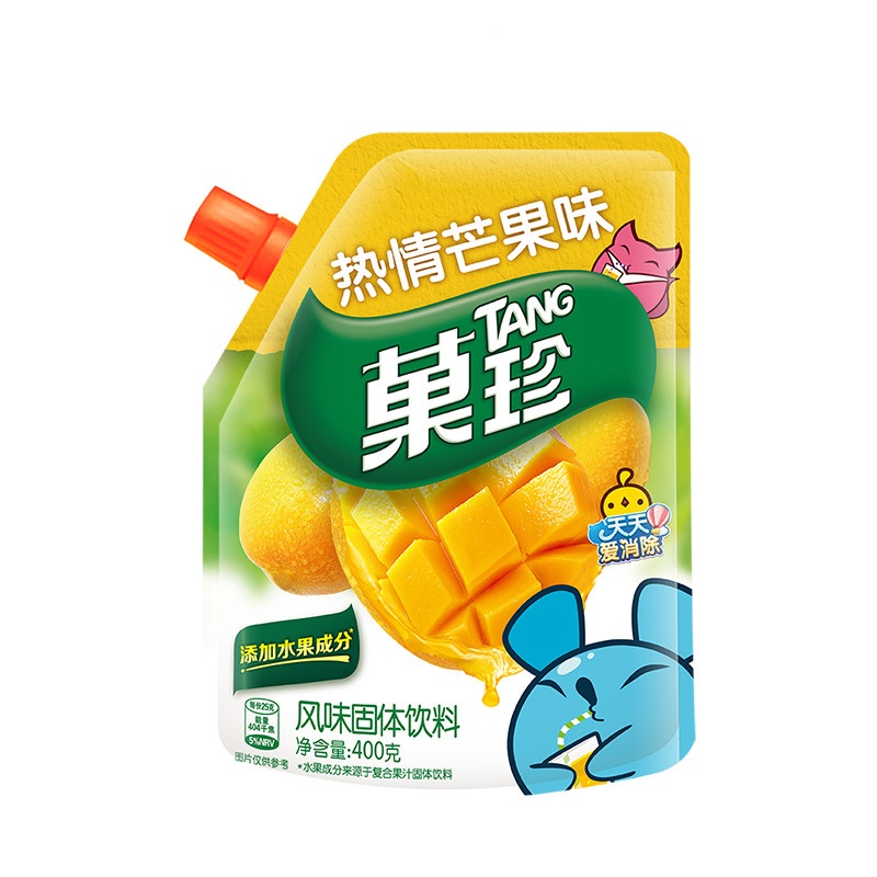 菓珍果味冲饮固体饮料壶嘴装热情芒果味400g/袋 亿滋出品