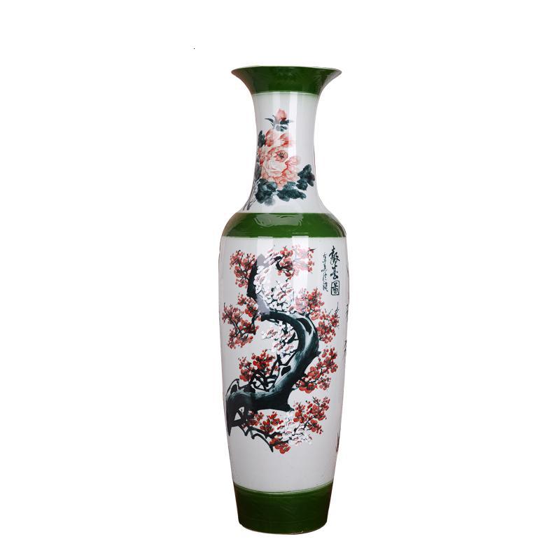 景德镇陶瓷花瓶 大号客厅落地插花创意摆件家居新房装饰品瓷器 三维工匠 1.2米报春图高清大图
