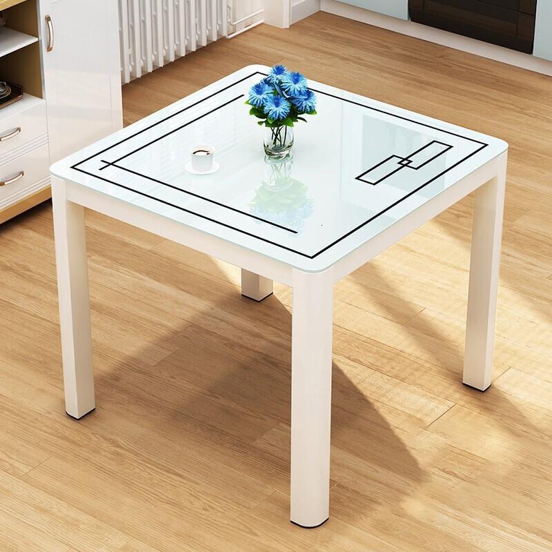 苏宁严选钢化玻璃餐桌方桌正方形桌四方餐桌椅组合轻奢简约型餐桌家用