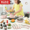 真智力新品儿童过家家厨房玩具套装女孩仿真煮饭切水果男女宝宝做饭厨具 NX218-9厨具粉色32件套仿真食物