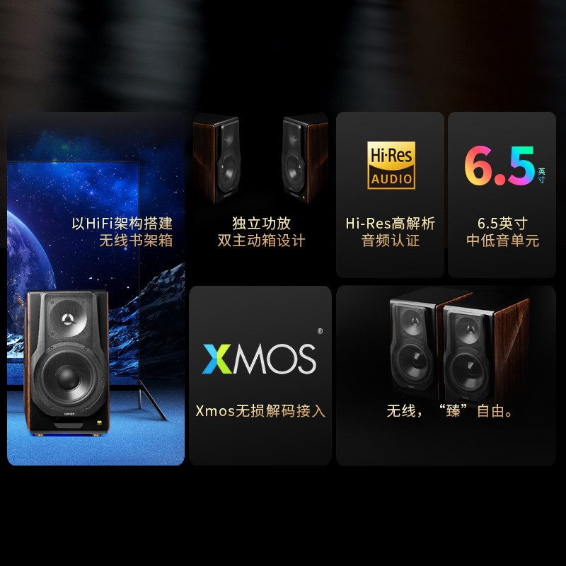 漫步者(EDIFIER)S3000 MKII 新旗舰 无线HiFi有源音箱 书架音箱 蓝牙音箱 电脑音箱 电视音响高清大图